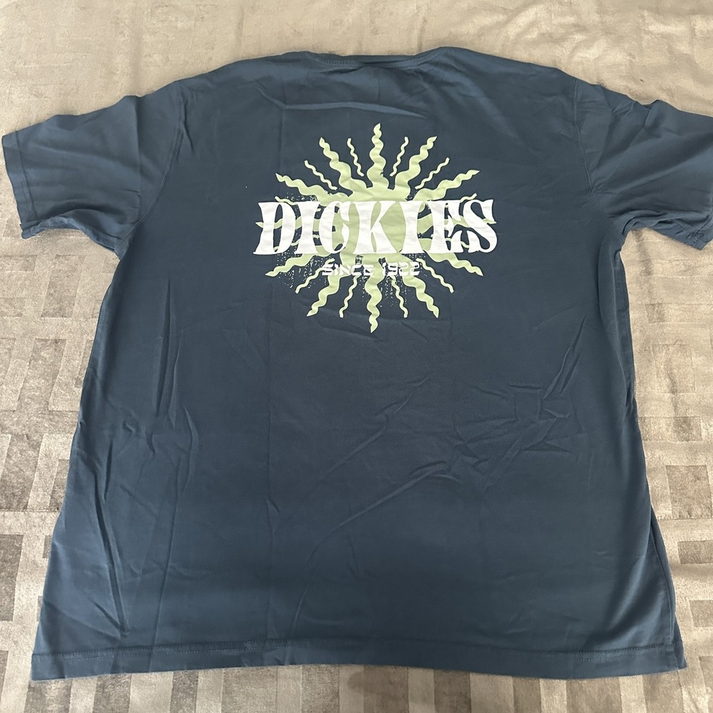 Dickies Shirt Mens XL Blue Since 1922 Sun Logo Graphic Tee Back Print Workwear